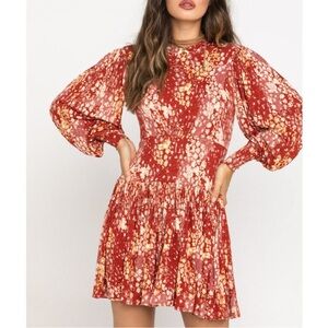 Free People Rust Floral Long Sleeve Dress